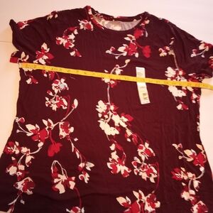 Nine West Burgundy and White Floral Blouse